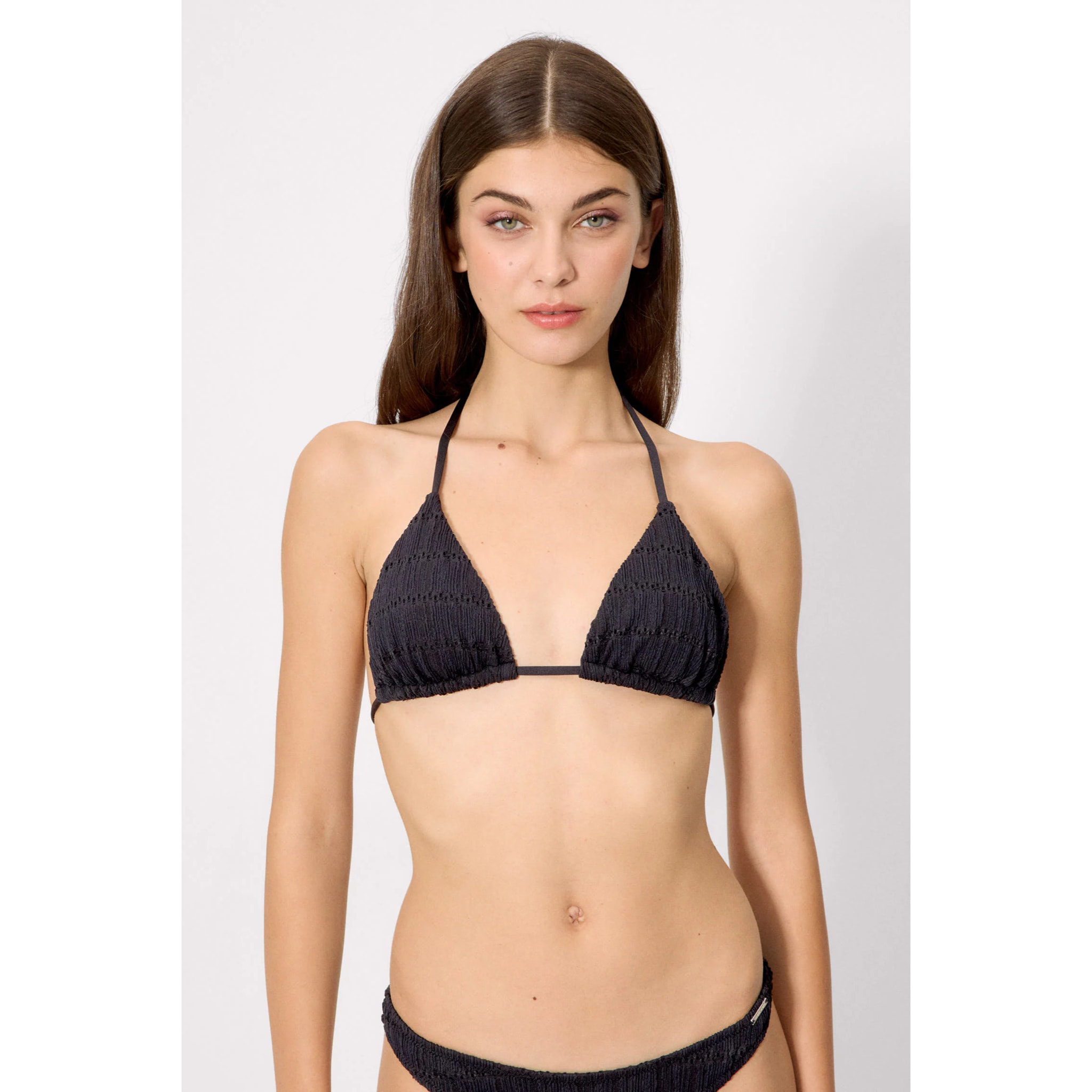 Top bikini a triangolo Nero