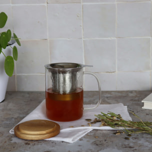 Tisanière en verre et couvercle en bois d'acacia 450ml GUSTAVE
