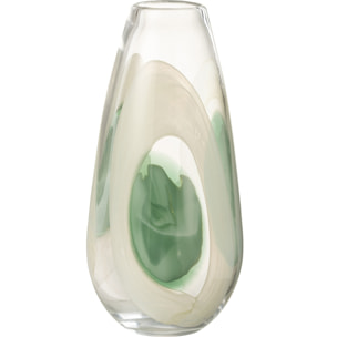J-Line Vase Livy Verre Vert/Blanc/Transparent Large