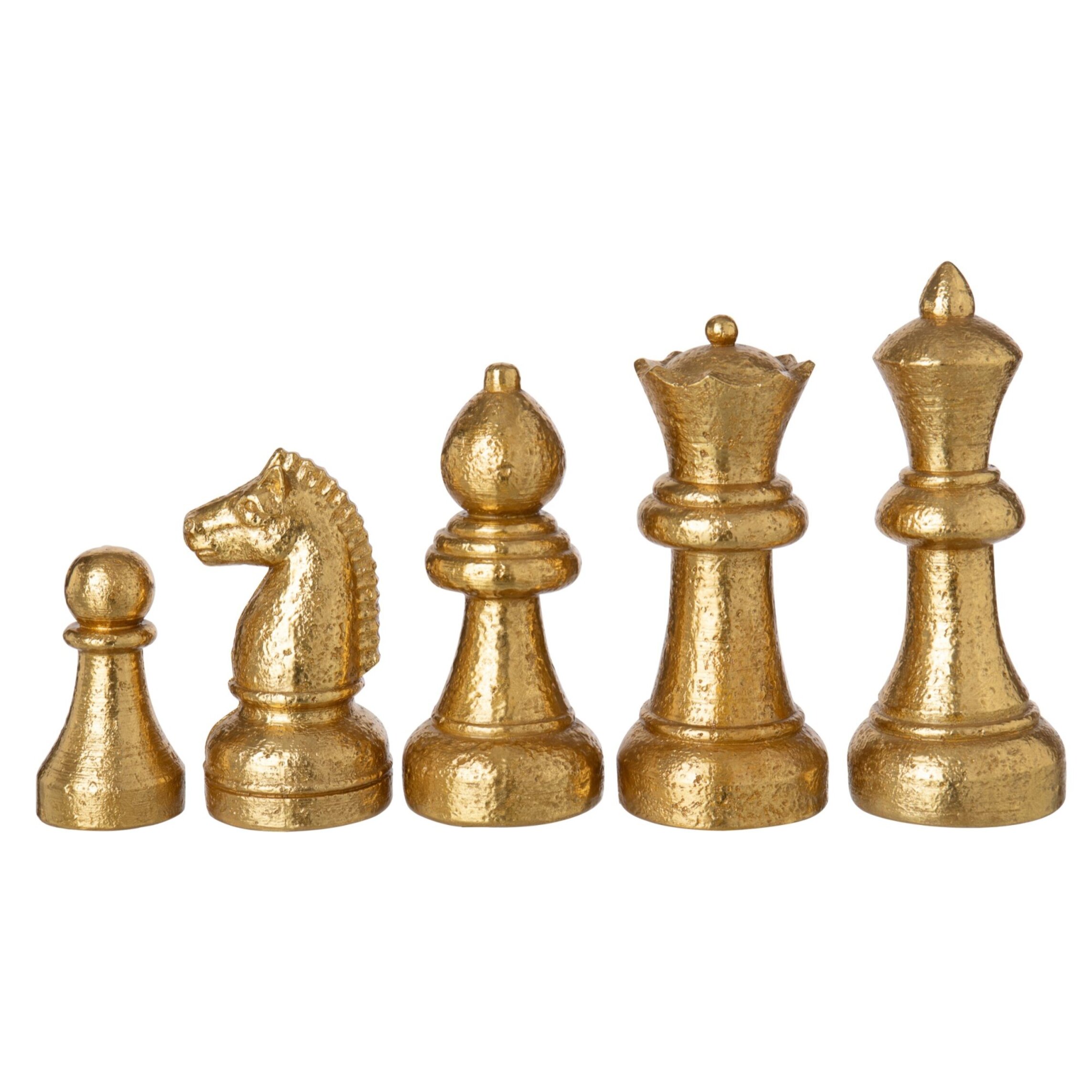 J-Line Set de 5 pièces d’échecs - polyrésine - doré