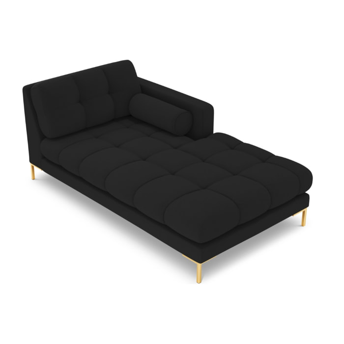 Méridienne droite "Bali" en tissu structurel noir
