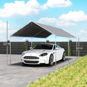 Carpa Garaje para Coche 3x6 m, Cochera Exterior Portátil con Marco de Acero Galvanizado, Impermeable, Anti-UV, Pabellón Gazebo de Jardín con Accesorios, para Eventos, Fiestas, Gris