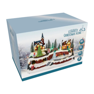 Escena de navidad decorativa con luces led y música 41x26x27cm