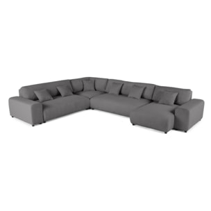 Garance - canapé modulable d'angle gauche - 8 places - en velours côtelé - Gris foncé