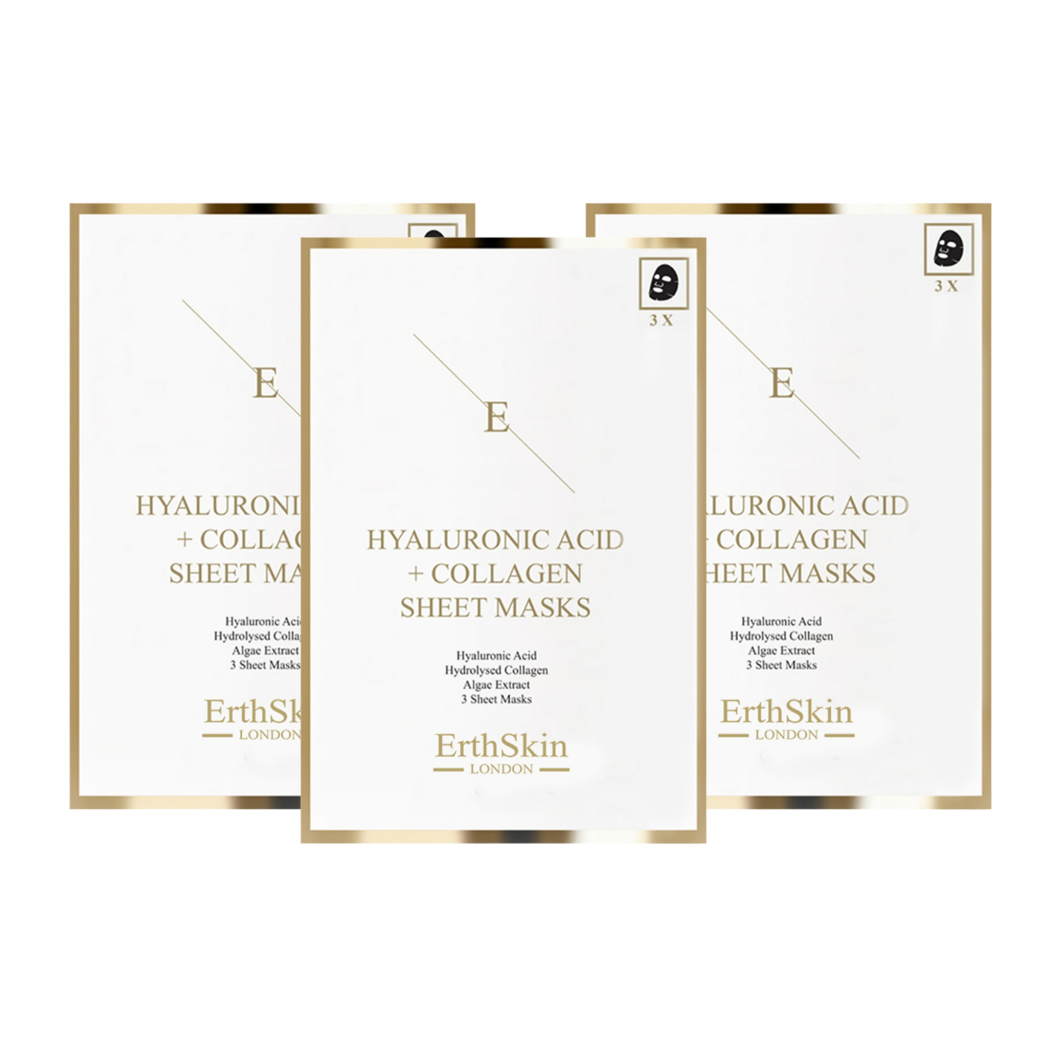 Mascarilla de ácido hialurónico y colágeno - 3 hojas x 3