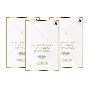 Mascarilla de ácido hialurónico y colágeno - 3 hojas x 3