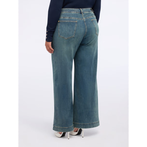 Fiorella Rubino - Jeans wide leg effetto used - Blu