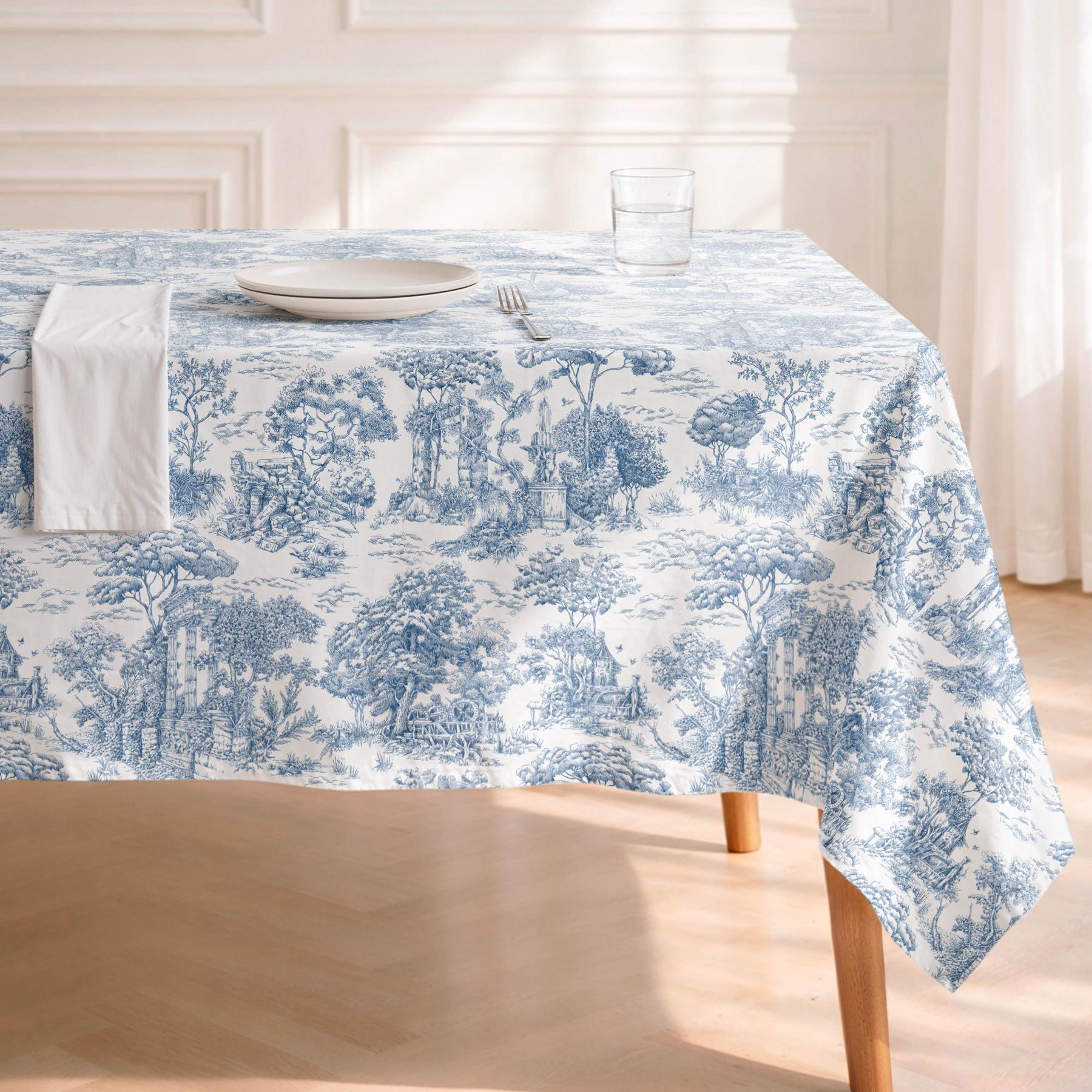 Nappe anti-taches PORTO BLEU - en 100 % coton