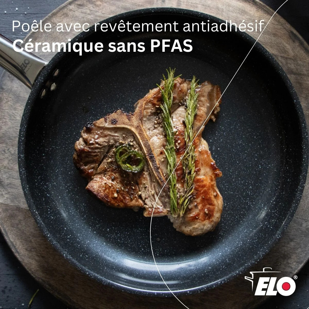 Poêle céramique sans PFAS 32 cm Profi Therm Platinum Elo