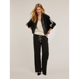 Motivi - Bomber bimaterico con bande laterali - Nero