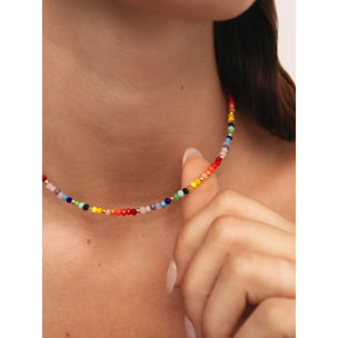 Collar Crystals Rainbow Acero Baño Oro
