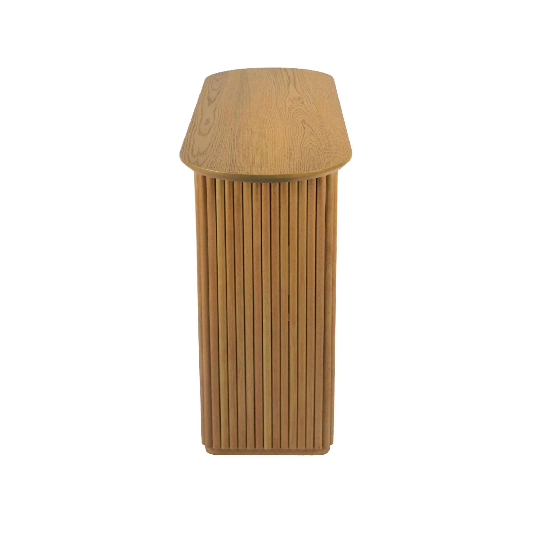 Console ovale bois d'hévéa placage chêne GABRIELLE
