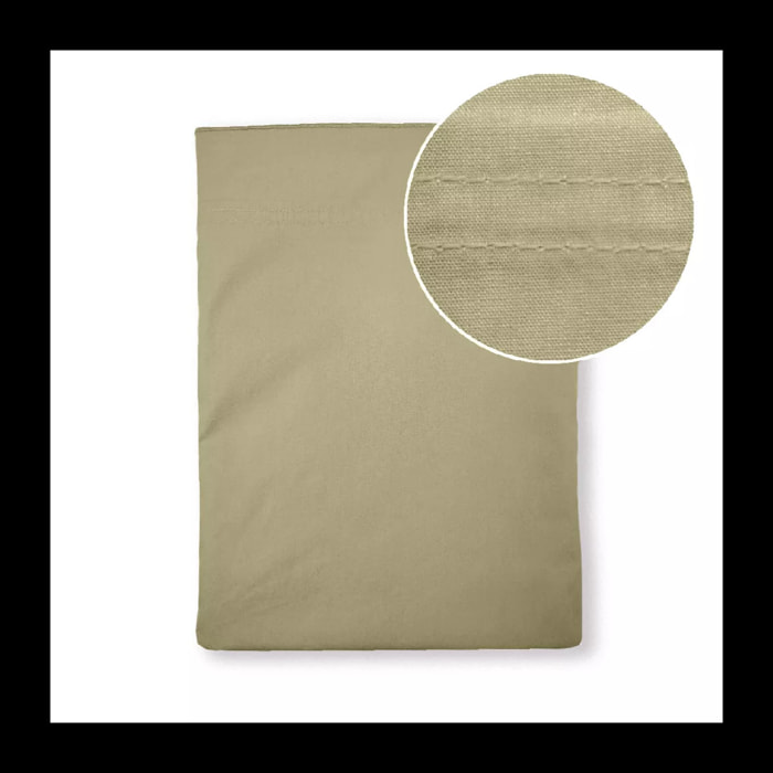 Drap plat percale de coton uni beige La percale francaise champagne