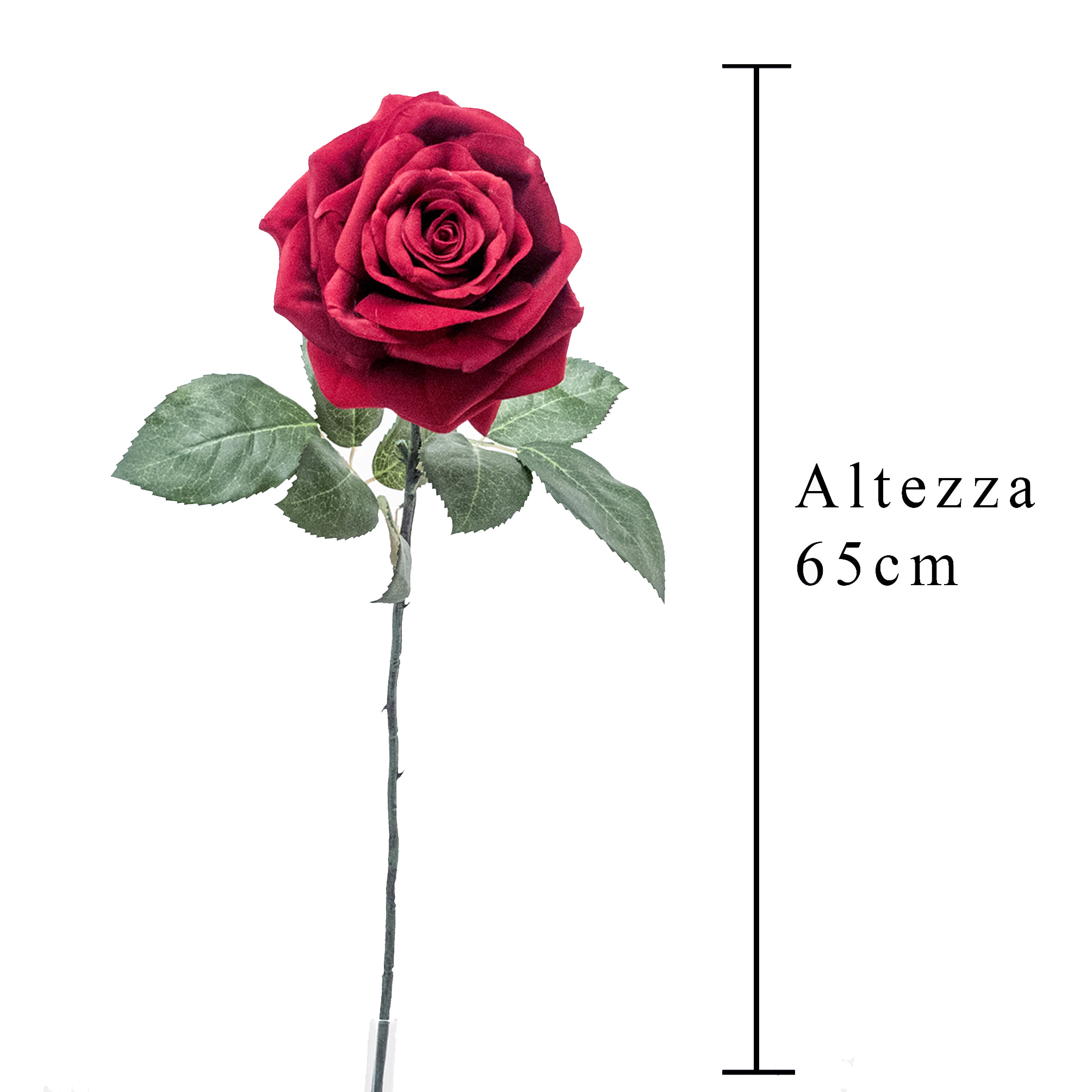 Rosa Victoria. Altezza 65 Cm - Pezzi 4 - 11X65X11cm - Colore: Rosso - Bianchi Dino - Fiori Artificiali