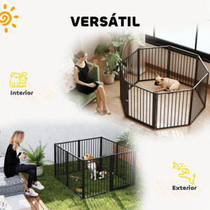 Parque para Perros Vallas para Perros de 8 Paneles 60x76 cm Corralito para Perros Pequeños y Medianos de Acero para Interior y Exterior Negro