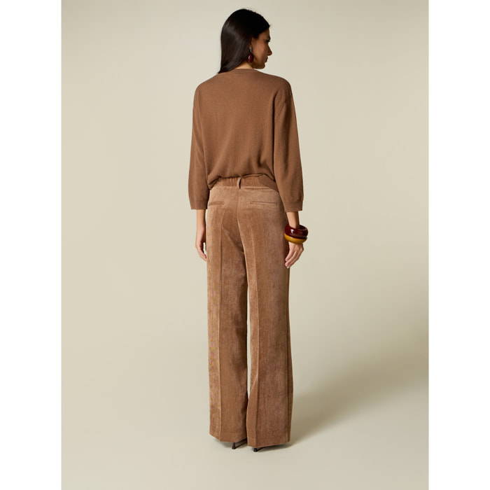 Oltre - Pantaloni palazzo in velluto a coste - Beige