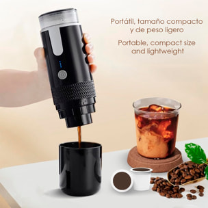 Macchina per caffè a capsule portatile con serbatoio da 170 ml, batteria ricaricabile da 1200 mAh e riscaldatore elettrico.