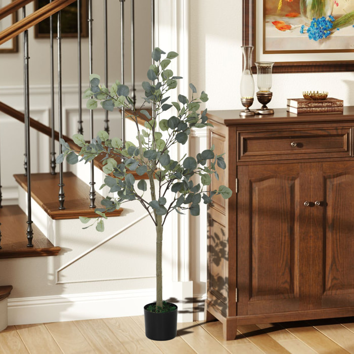 Planta Artificial Decorativa Grande 120 cm Eucalipto Artificial Árbol Sintético de Interior con 230 Hojas Decoración para Hogar Oficina Balcón Dormitorio Verde