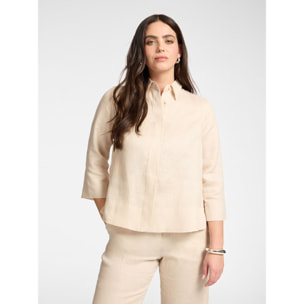 Elena Mirò - Camisa boxy de lino - Beige