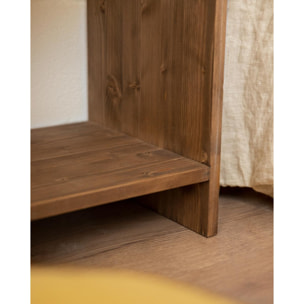 Table de chevet en bois massif avec un tiroir dans un ton chêne foncé de 60x40cm Hauteur: 60 Longueur: 40 Largeur: 29.5