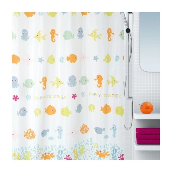 Rideau de douche Polyester HAPPY FISH 180x200cm Multicolor Spirella