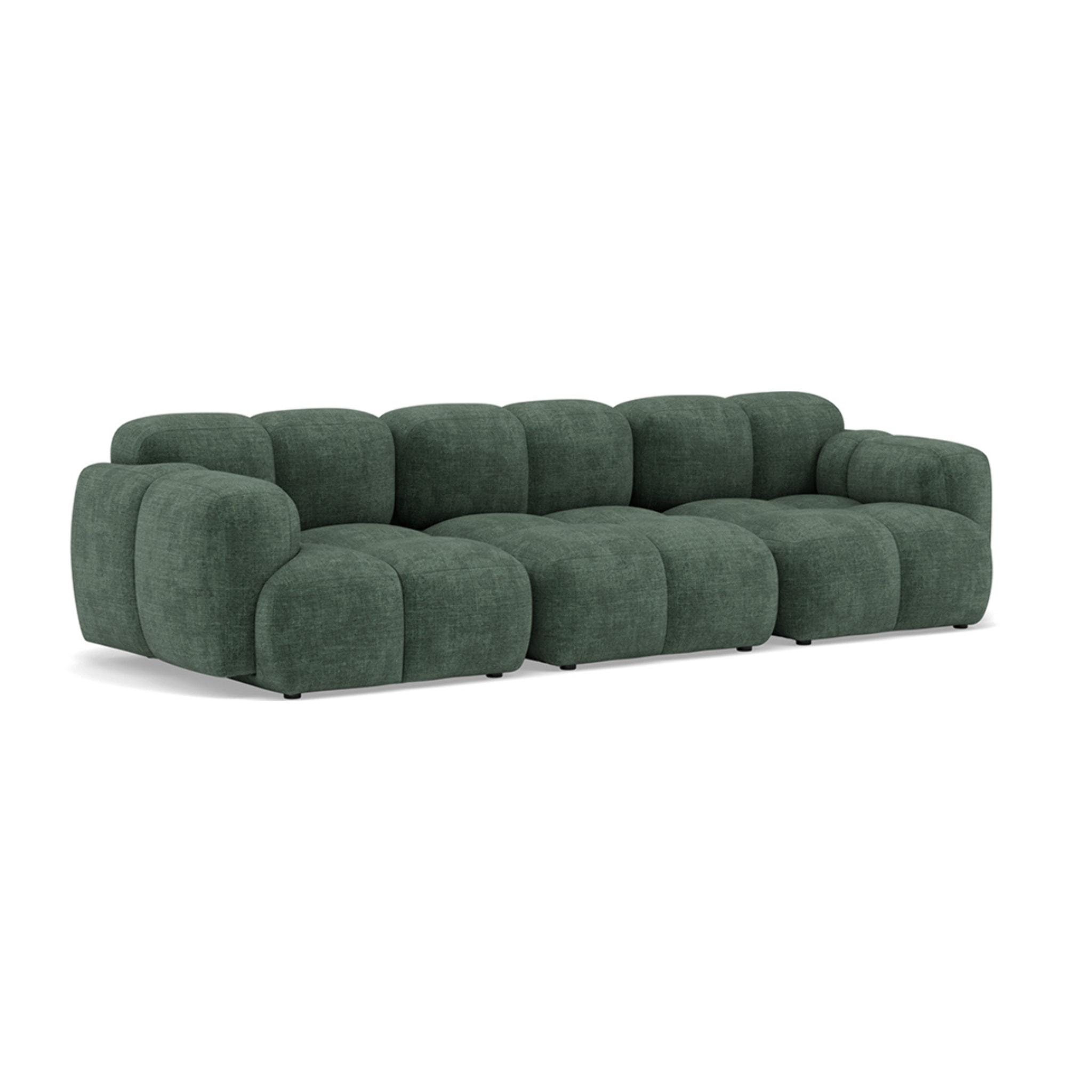 Grace - canapé modulable 3 places en velours texturé - Vert