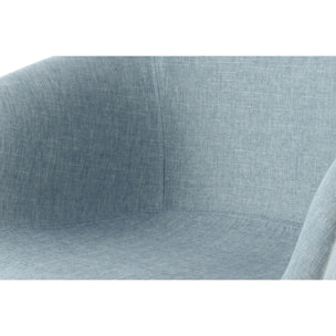 Set di 2 sedie da pranzo Winston in tessuto blu con gambe in faggio