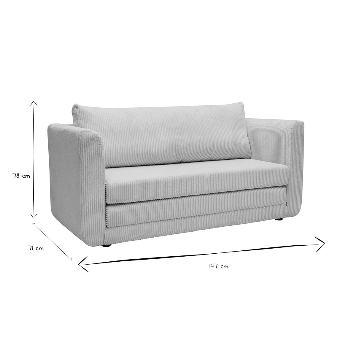 Canapé convertible 2 places en tissu velours côtelé beige LEON