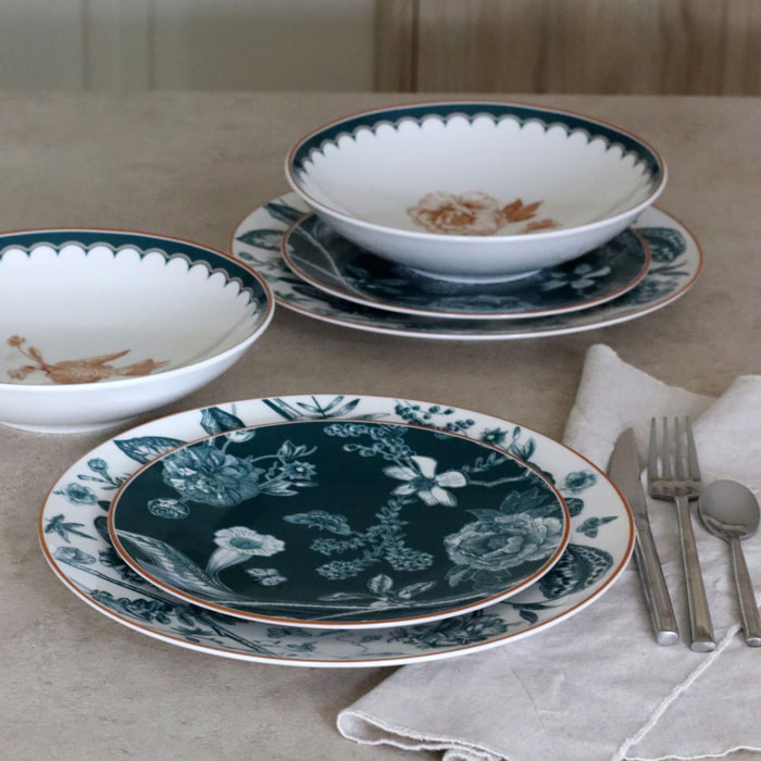 Lot de 6 assiettes creuses en porcelaine blanche 21cm BOTANIC