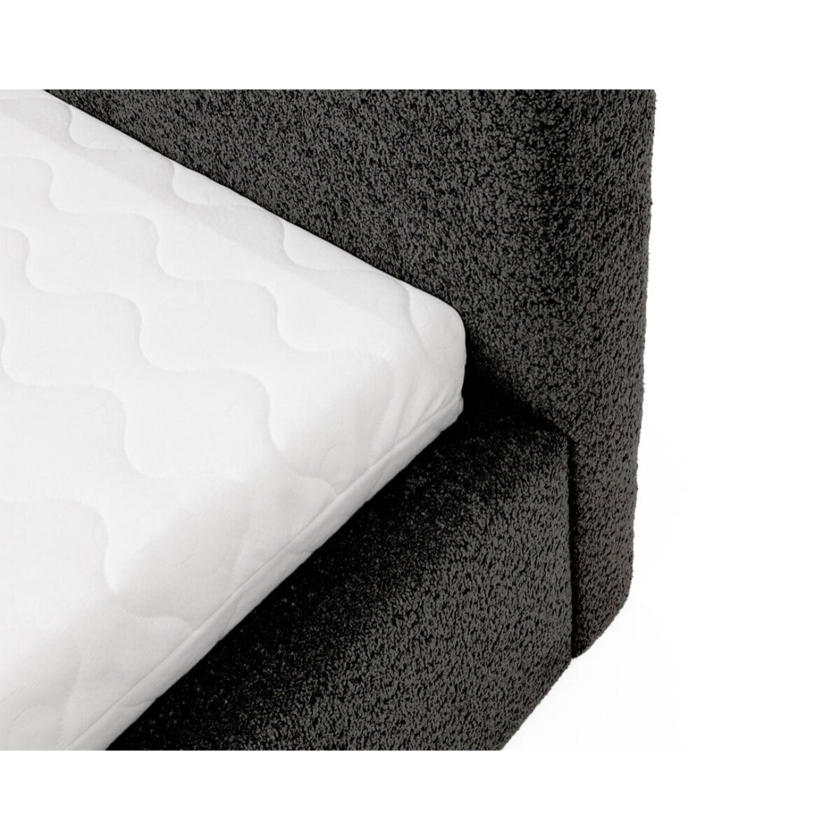 Orane - lit coffre - 160x200 cm - en tissu bouclette - Gris Anthracite