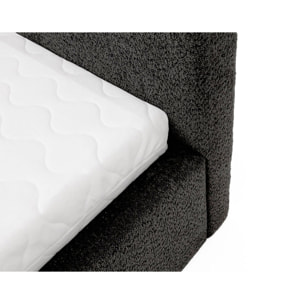 Orane - lit coffre - 160x200 cm - en tissu bouclette - Gris Anthracite