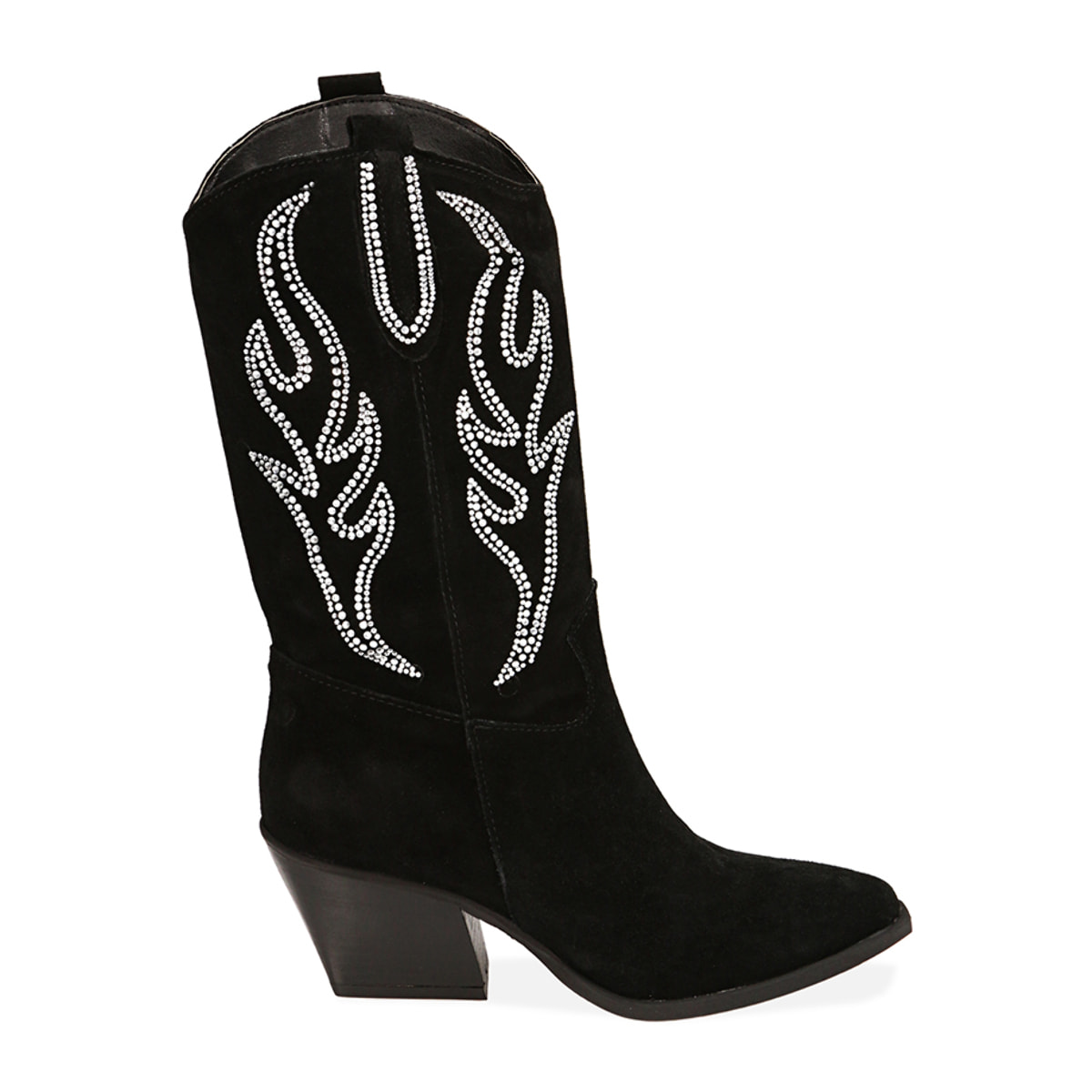 Botas negras de gamuza, tacón 7 cm