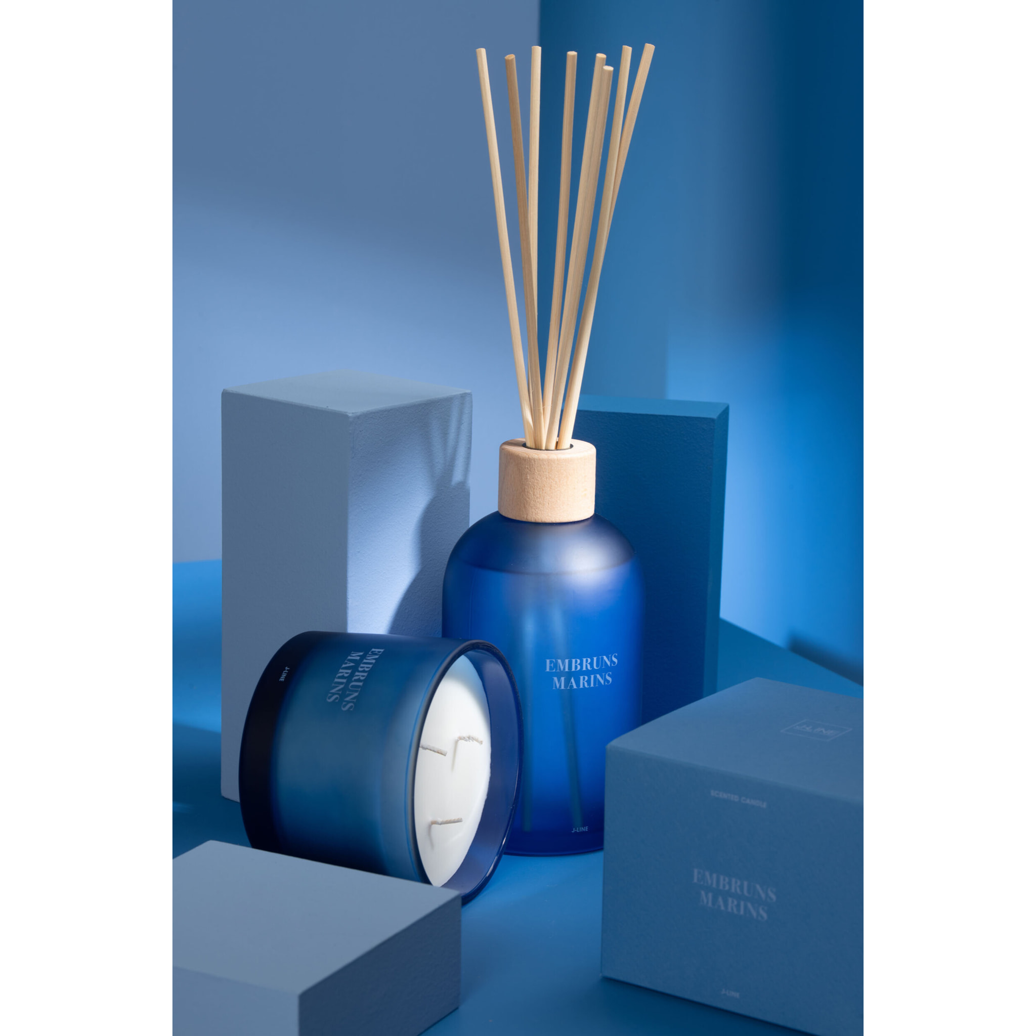 J-Line Bâtonnets parfumés Accords Essentiels - Embruns Marins - bleu -  550ml