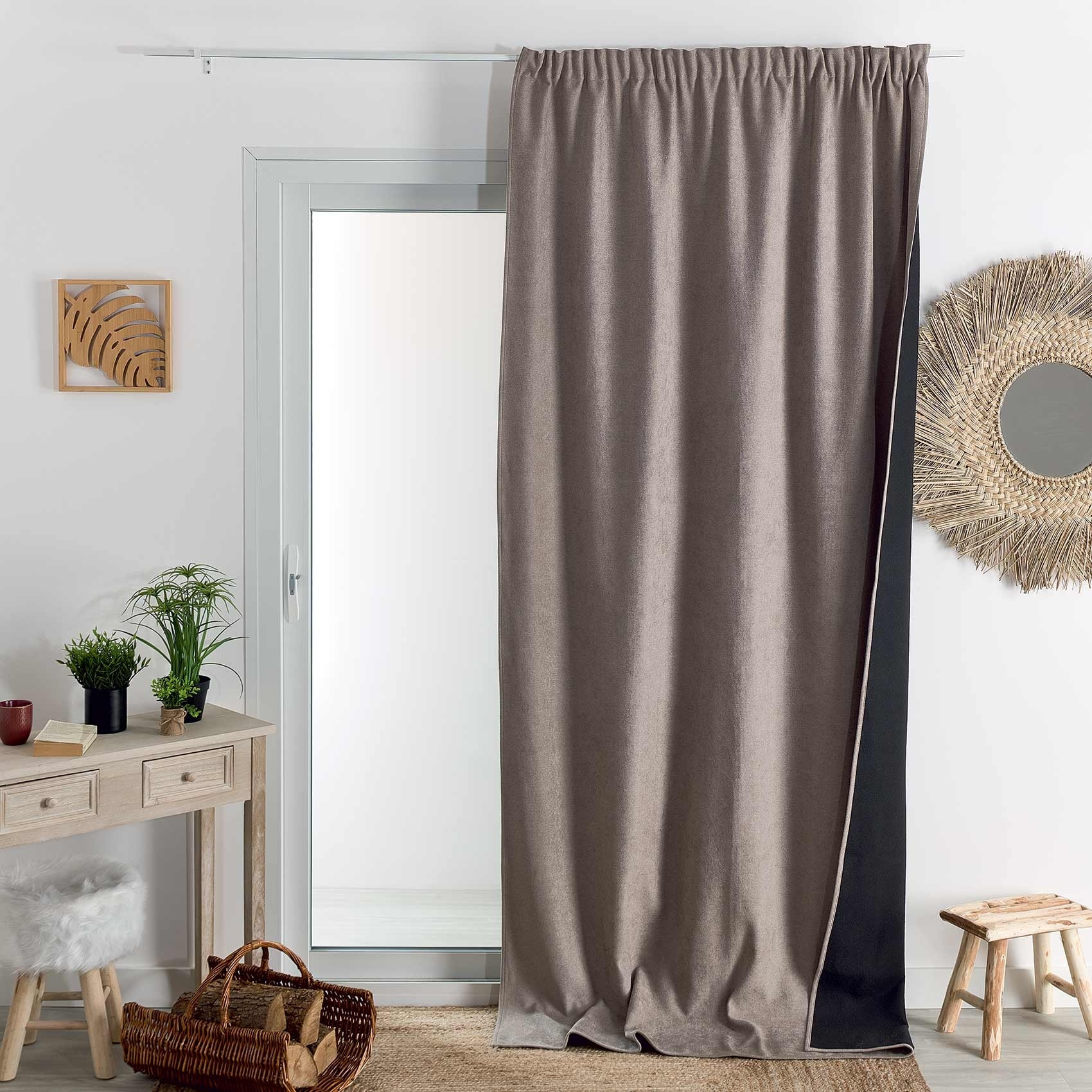 Rideau thermique phonique et semi occultant à galons fronceurs KONFOR - Lin