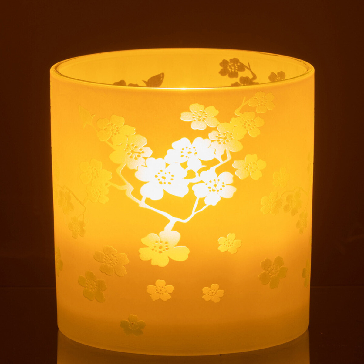 J-Line photophore Fleurs - verre - vert - large