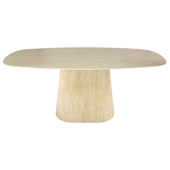 Aubin - table à manger - effet travertin - 4 à 6 personnes - Beige