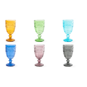 Set de 6 verres à vin Excelsa – Country Flower, Verre Multicolore 35 cl