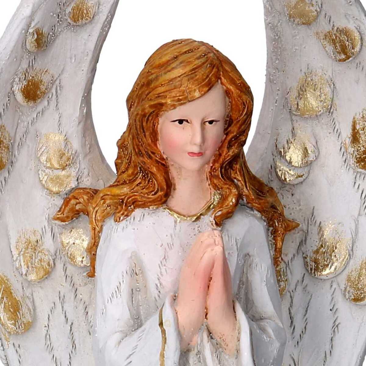 Angelo in resina oro con led cm14,5x14,5h31