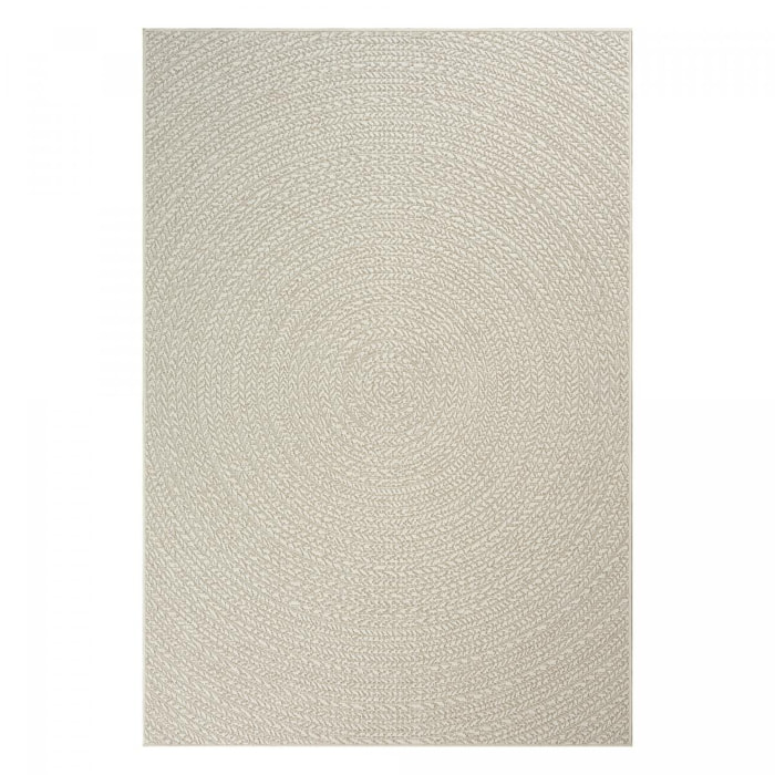 Tapis extérieur intérieur REZY aspect jute motif rond  ton sur ton
