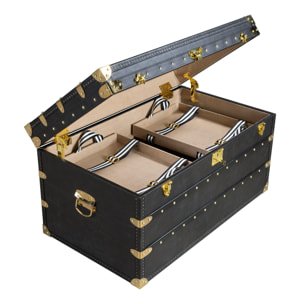 Baúl Angel Cerdá con estructura de madera MDF tapizada en piel de origen vacuno en negro 93x54x50cm