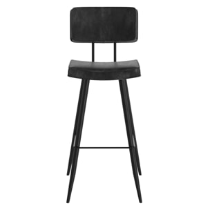 Lot de 2 chaises de bar grises/noires en cuir synthétique 75.5 cm - Texas