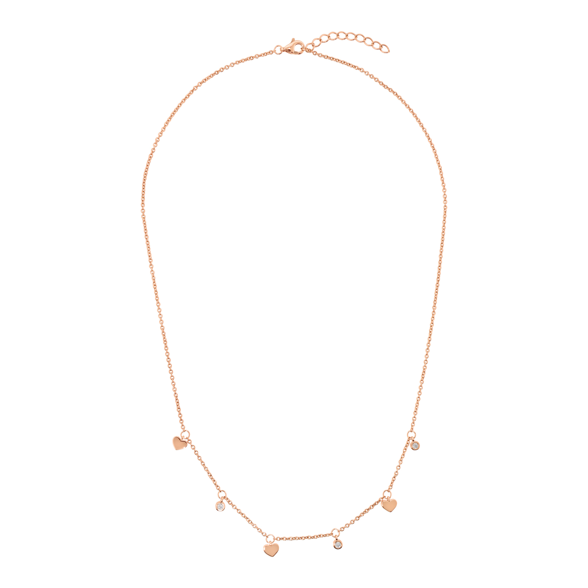 Collana con Ciondoli a Cuore e Punti Luce in Cubic Zirconia