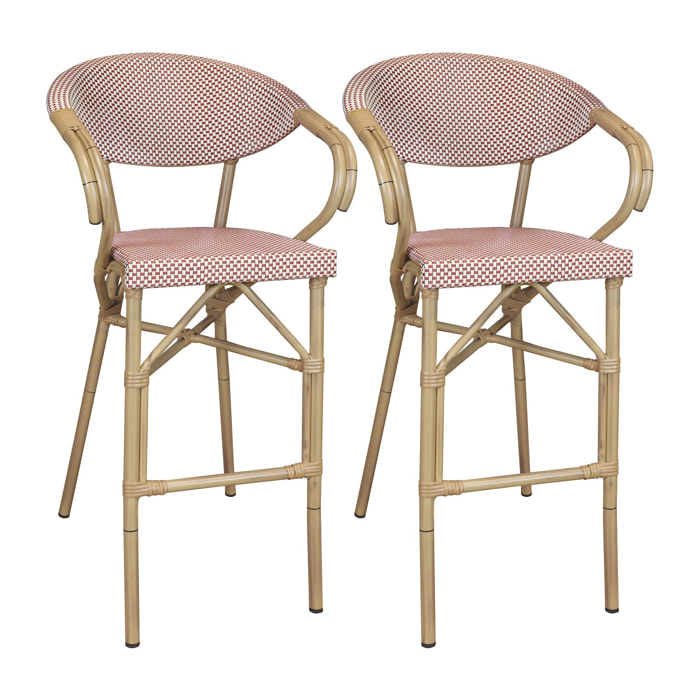 Lot de 2 fauteuils de bar en textilène rouge AMALFI