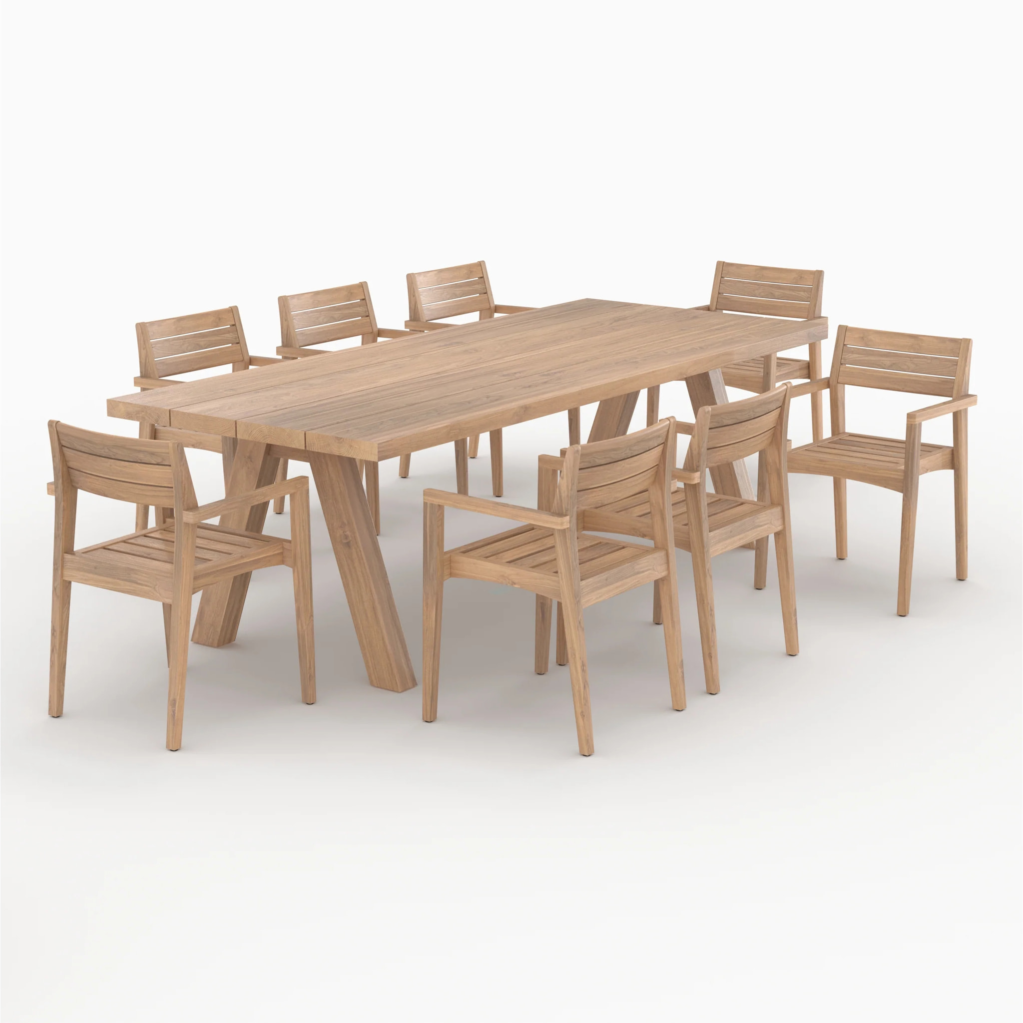 Table et chaises de jardin 8 personnes en bois de teck recyclé - Molo