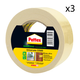 3x Pattex Bioadesivo Universale Extra Forte - 3 Rotoli da 25 Metri