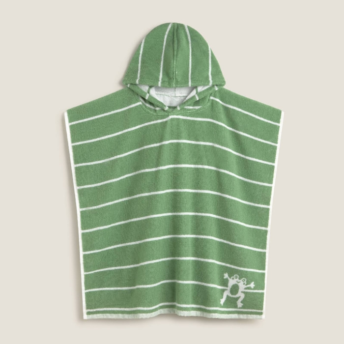 Toalla poncho rayas Frog color verde 100% Algodón