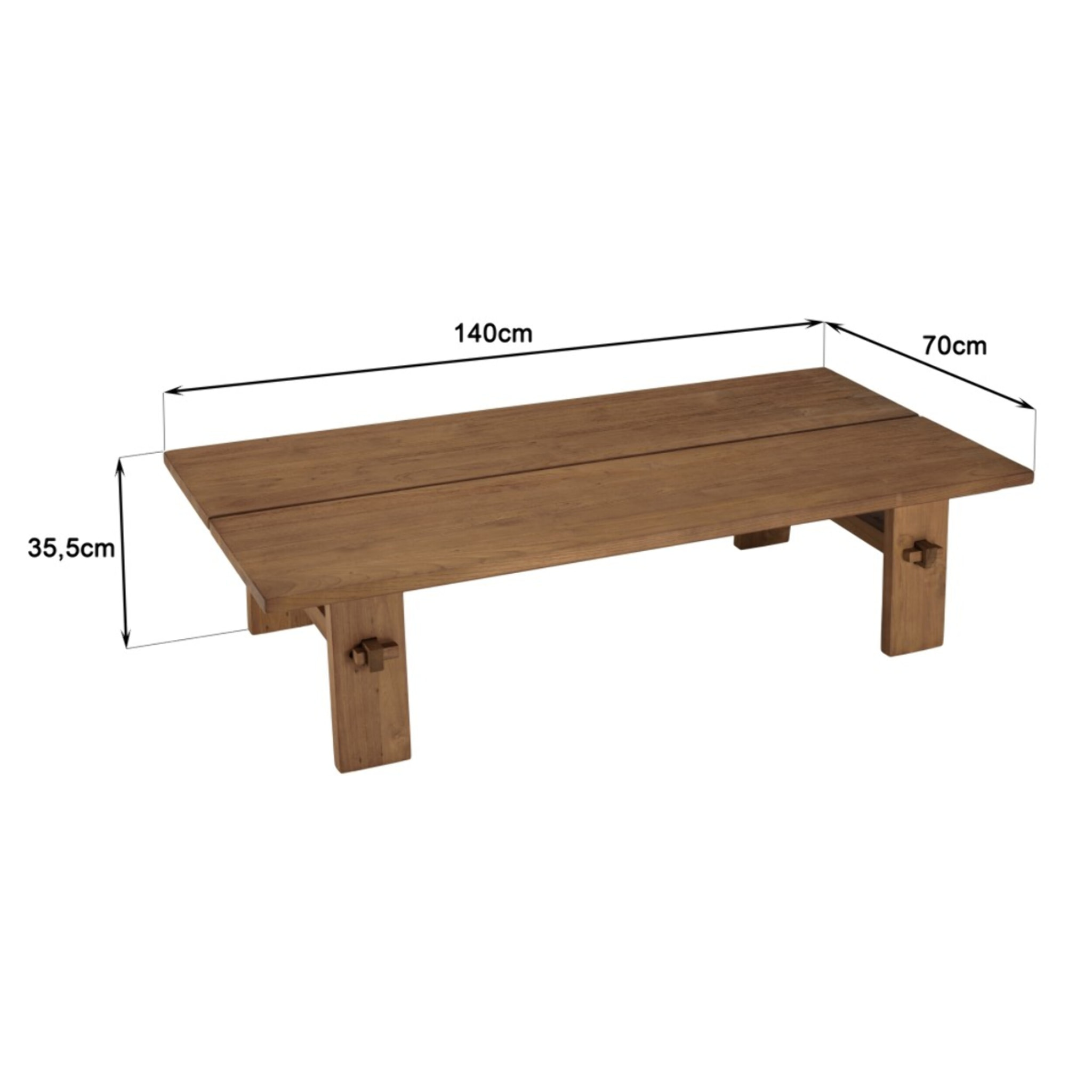 SIXTINE - Table basse rectangulaire 140x70cm en bois de teck recyclé