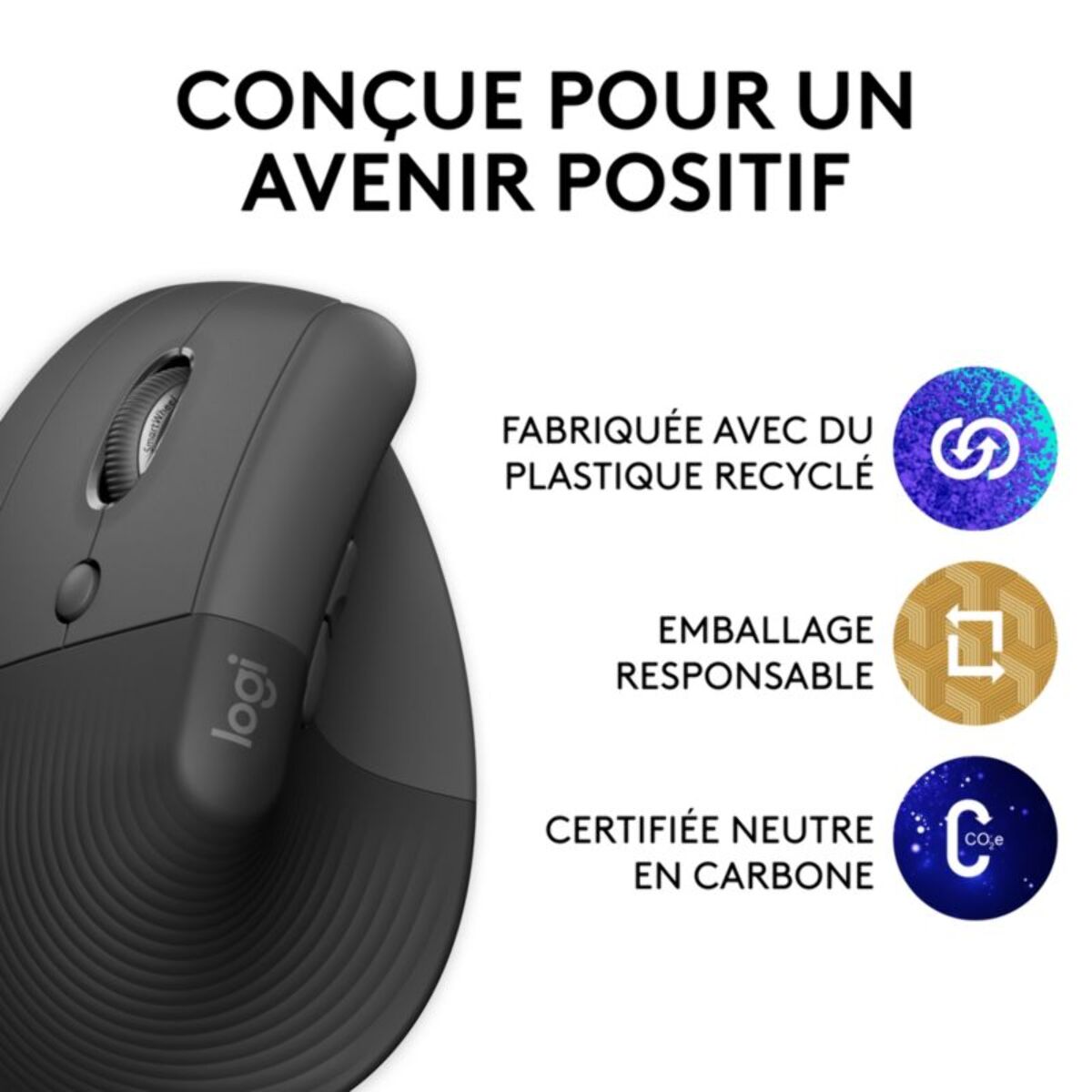 Souris sans fil LOGITECH Lift Ergonomique Gaucher Silencieuse