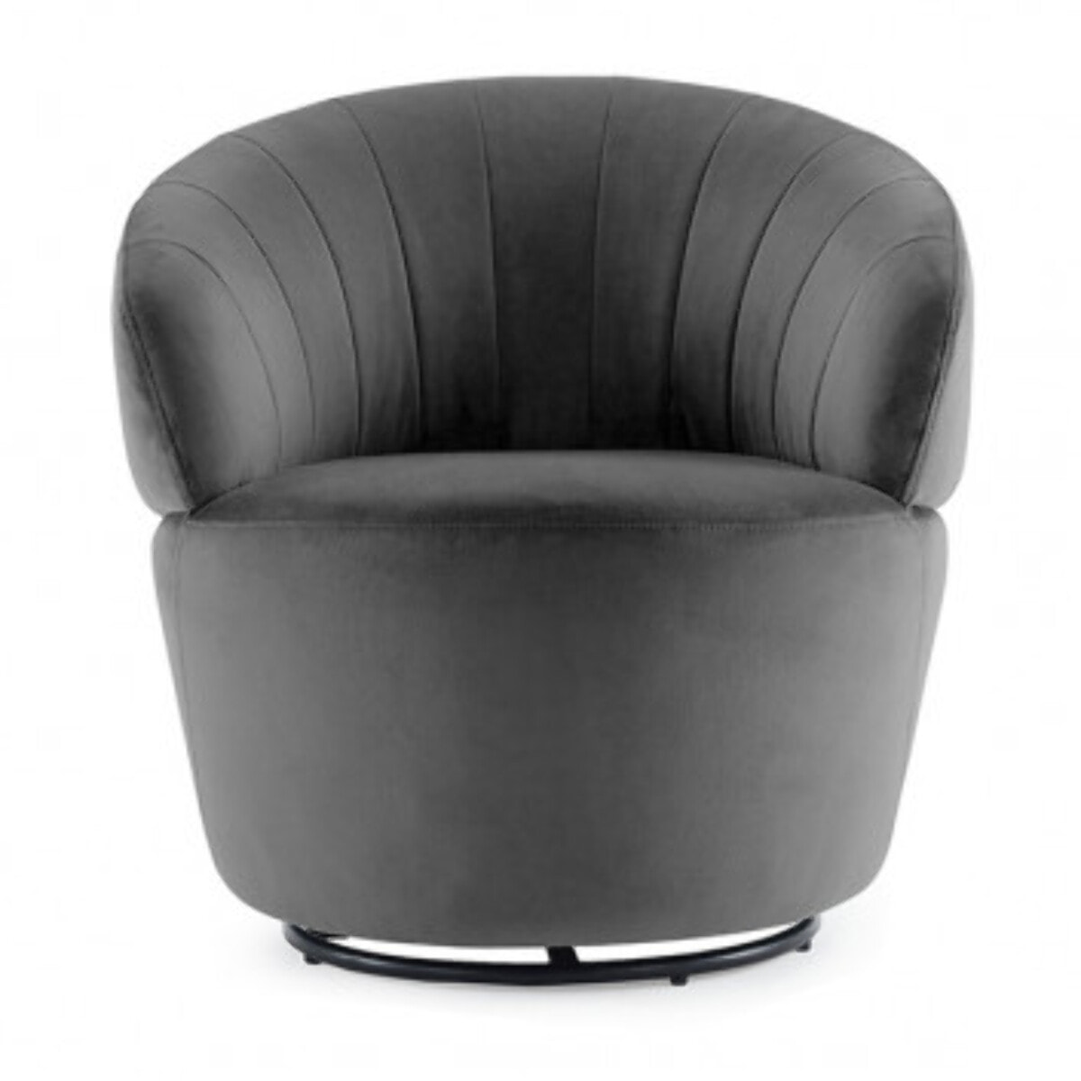 Fauteuil rond pivotant en velours - ROMANE