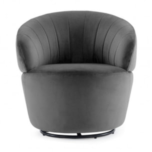 Fauteuil rond pivotant en velours - ROMANE